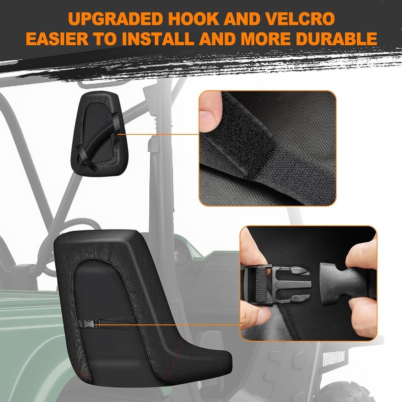 BORDAN UTV Seat Cover for 2004-2021 Yamaha Rhino 700 660 450, Heavy Duty 1680D Waterproof Full Protection Outdoor Seat Cover Set(4 PCS) - Image 3